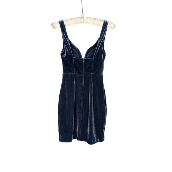 Express Dress 00 Women's Blue Velvet Deep V Sweetheart Neck Sleeveless Mini - Picture 3 of 7